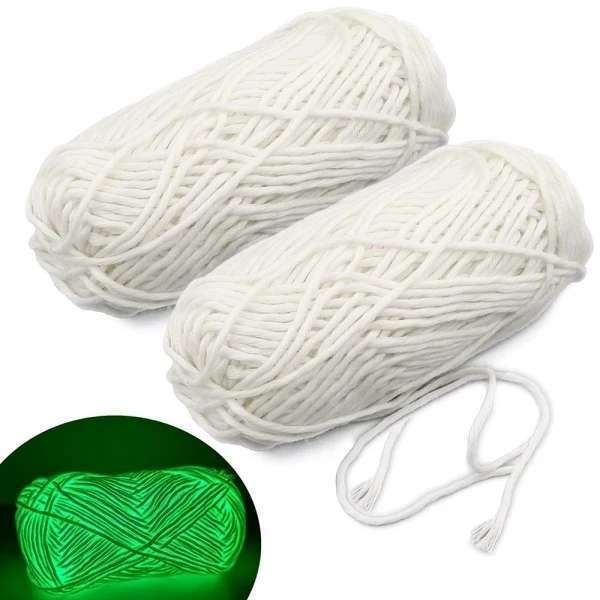 Luminous yarn for knitting and crocheting, White - Image 1