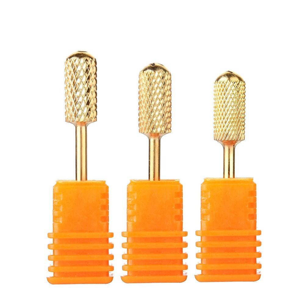 Electric file bits, 3 sizes, rounded fin grit gold drill bits - Image 1