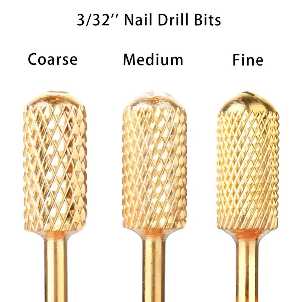 Electric file bits, 3 sizes, rounded fin grit gold drill bits - Image 2