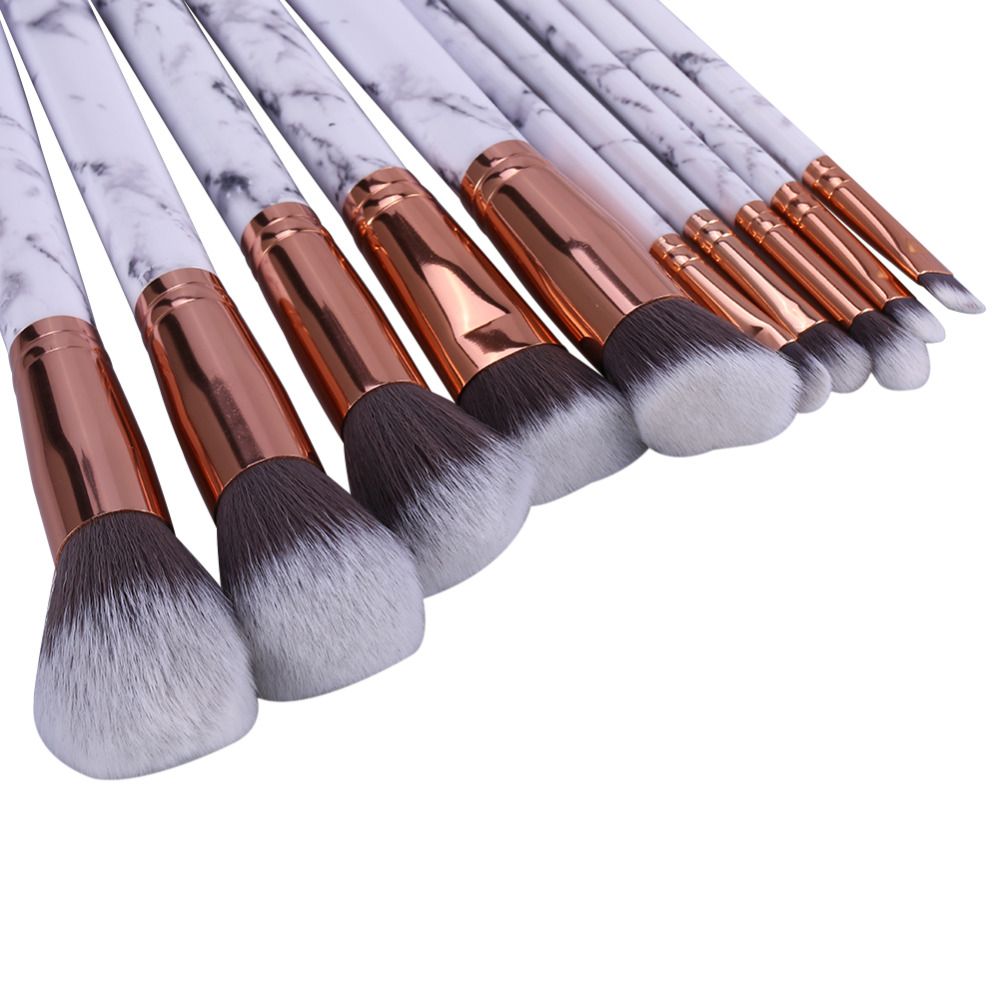 10pcs Professional Makeup Brushes Set in Marble White - Image 3