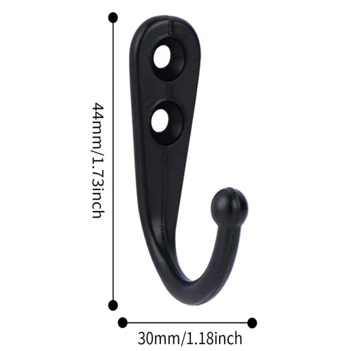 10pcs Black Wall Hooks with Screws, Coat Hangers - Image 4