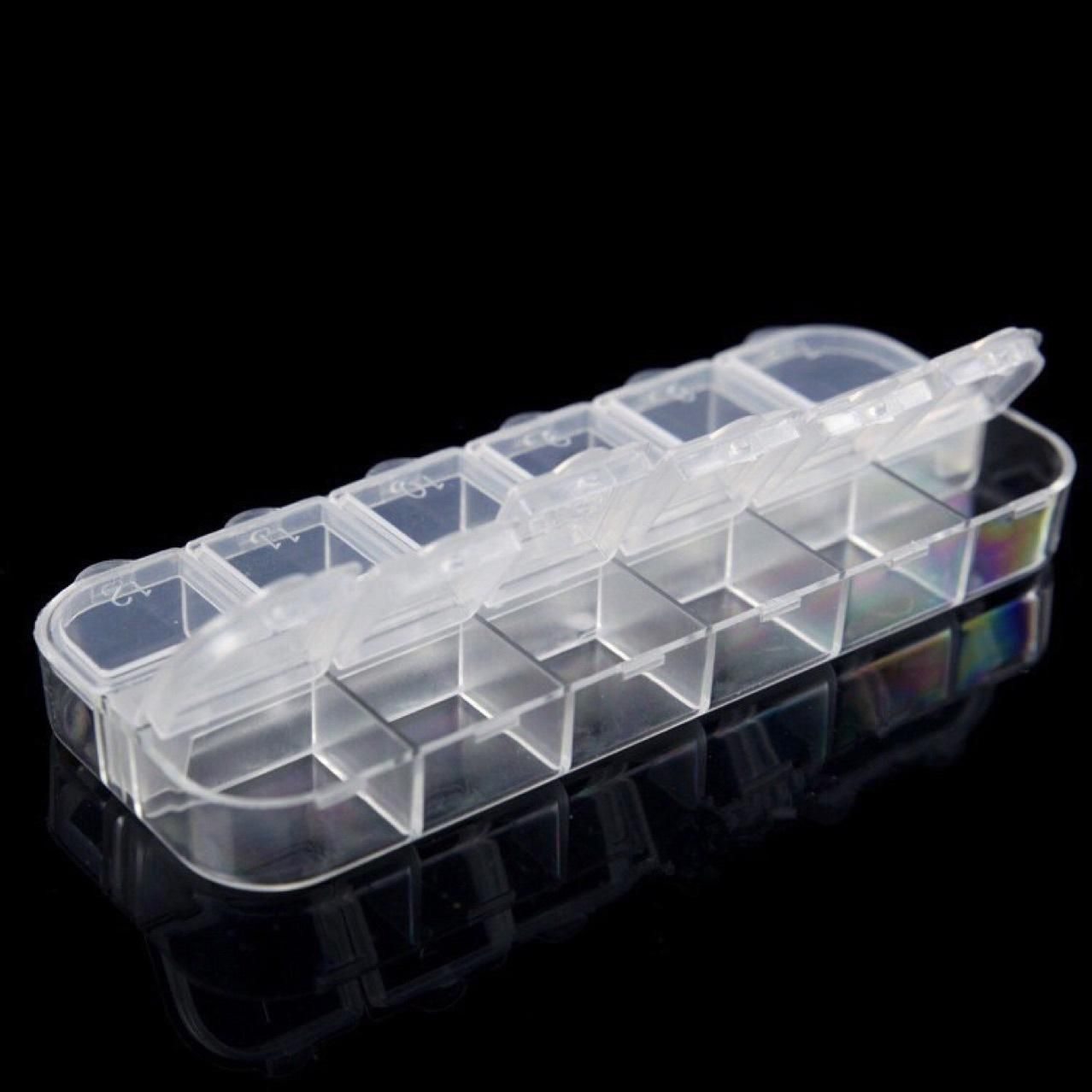 12-compartment transparent storage box, 13 x 5 cm - Image 1