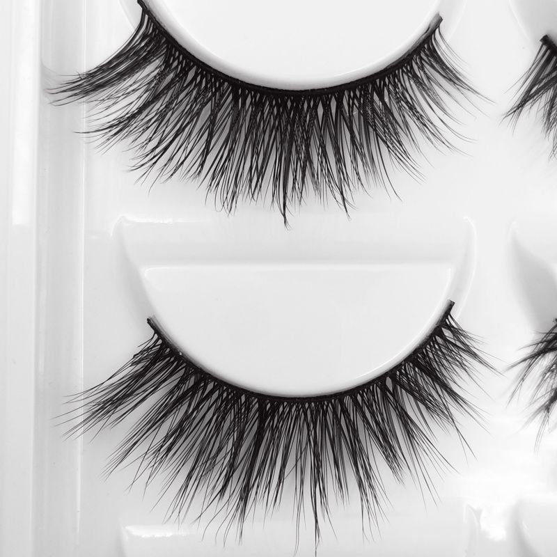 5-pair 3D faux mink false eyelashes G700, black - Image 3