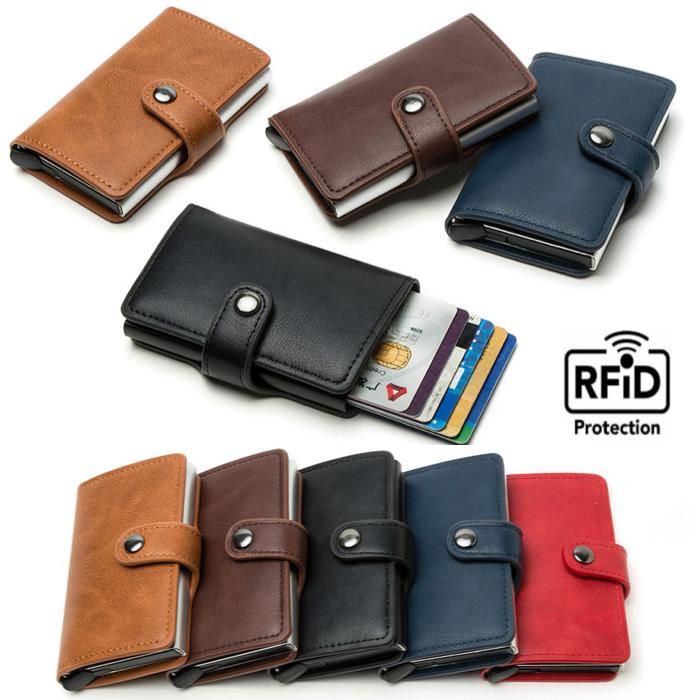RFID NFC Card Holder Wallet, 5 Cards, Black - Image 1