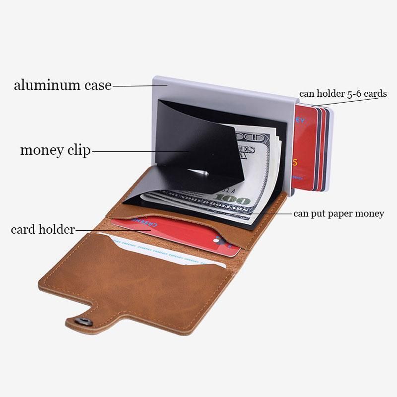 5 Cards Wallet Card Holder with RFID NFC Protection, Dark Brown - Image 4