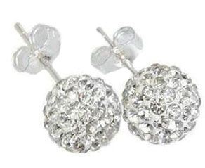 Sparkling Silver Earrings, 10mm - Image 1