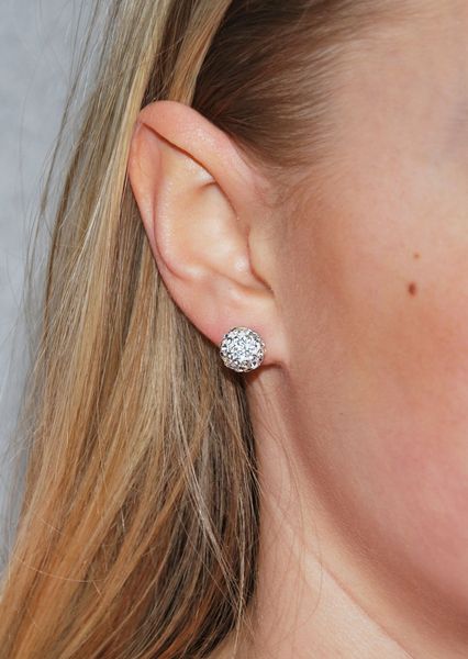 Sparkling Silver Earrings, 10mm - Image 2