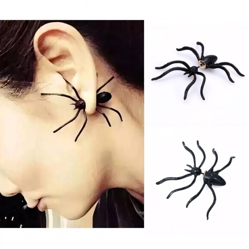 Halloween Earring Black Spider, 1 pc - Image 1