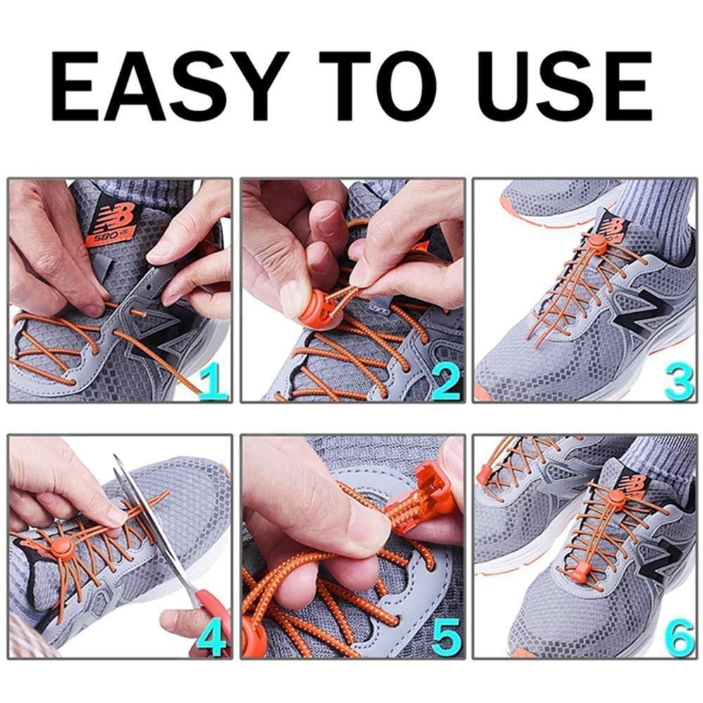 White Elastic Lace Shoes with Drawstring, Solid - Image 3