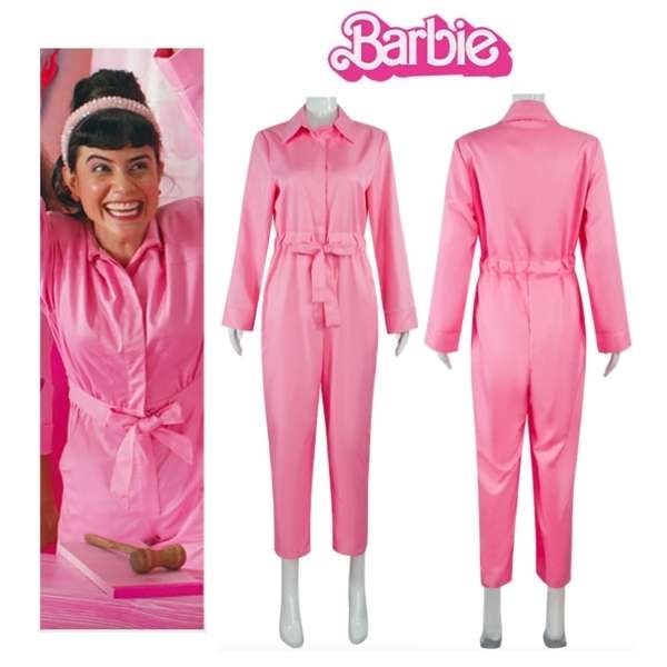 Barbie Jumpsuit Costume for Cosplay Halloween, Light Pink, Size M - Image 1