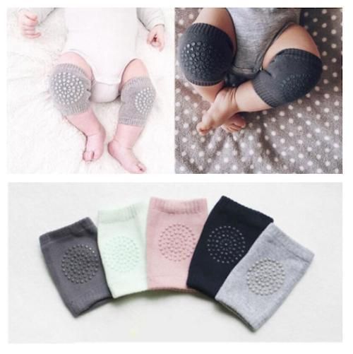 1 Pair - Baby Knee Pads, Anti-Slip Crawling Cuff for Kids, Dark Gray - Image 1
