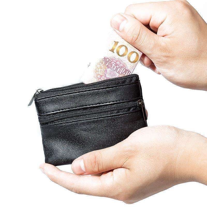 Small Wallet with Zipper Card Holder, Black - Image 1