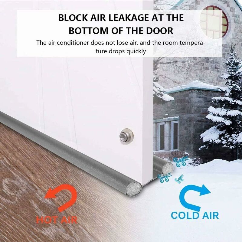 1 Pack Double Insulated Door Draft Stopper Grey Noise and Cold Protection - Image 2