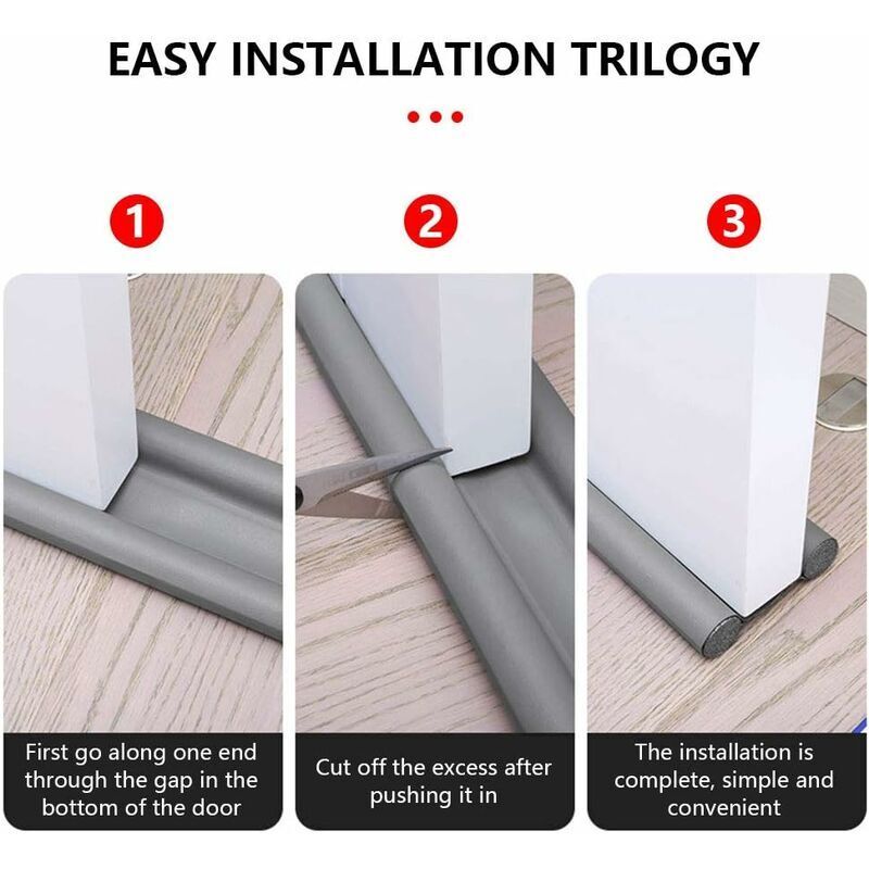 1 Pack Double Insulated Door Draft Stopper Grey Noise and Cold Protection - Image 3