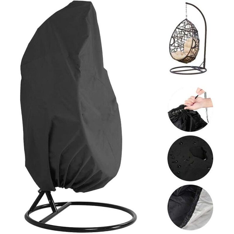 Hanging Chair Cover 210D Oxford Waterproof Windproof Anti UV Outdoor Egg Chair Cover Grey, 115 x 190cm - Image 3