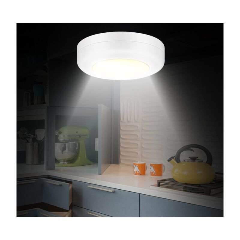 6 Pack Battery Operated Touch LED Spotlights Warm White for Cabinet Wardrobe Kitchen Furniture - Image 2