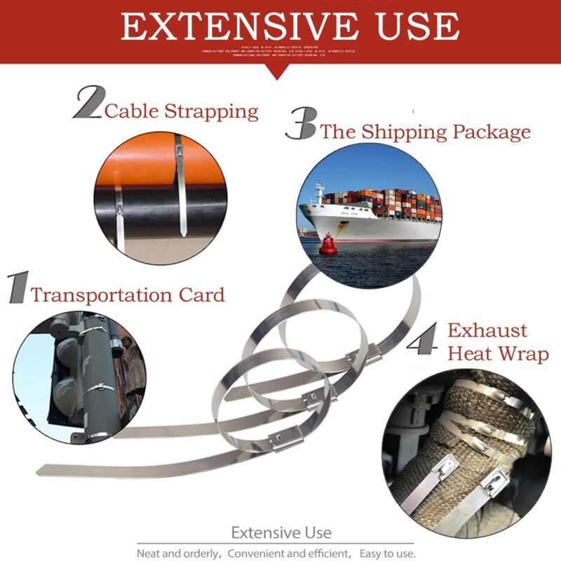 100 Pack Stainless Steel Metal Zip Ties Heavy Duty Silver 120kg Strength, 500 x 7.9mm - Image 4