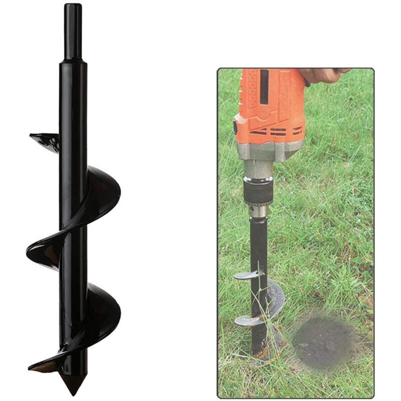 Garden Auger Drill Bit Stainless Steel Hex Shank Planting Tool for Flowers Trees and Shrubs, 8 x 25cm - Image 1