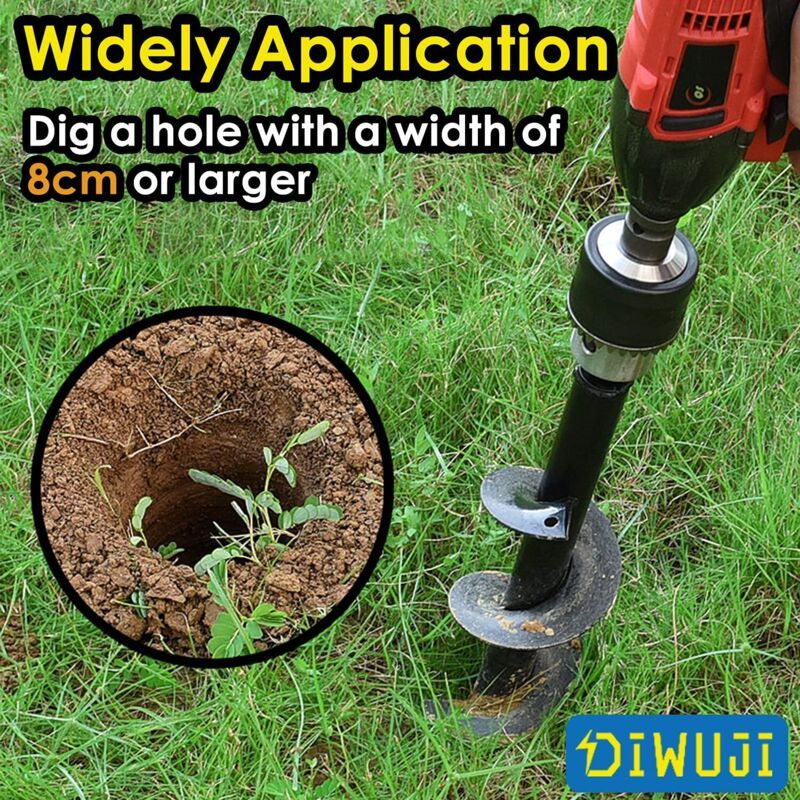 Garden Auger Drill Bit Stainless Steel Hex Shank Planting Tool for Flowers Trees and Shrubs, 8 x 25cm - Image 4