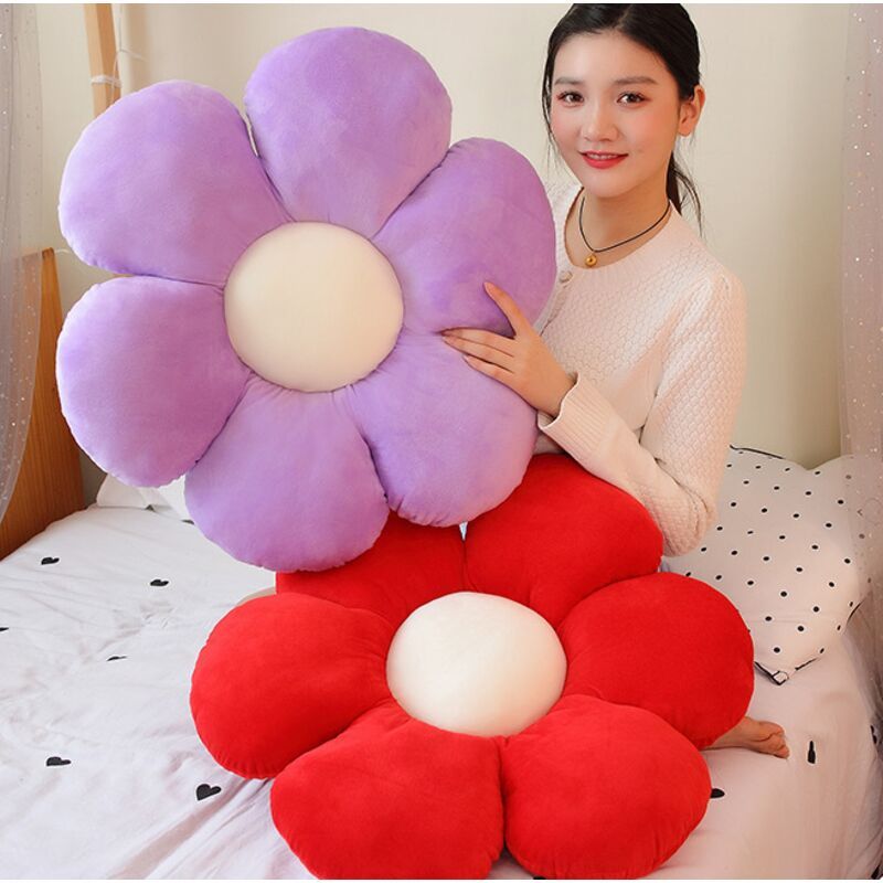 Yellow Flower Floor Pillow Plush Cushion for Kids Reading Nook and TV, 30cm - Image 3