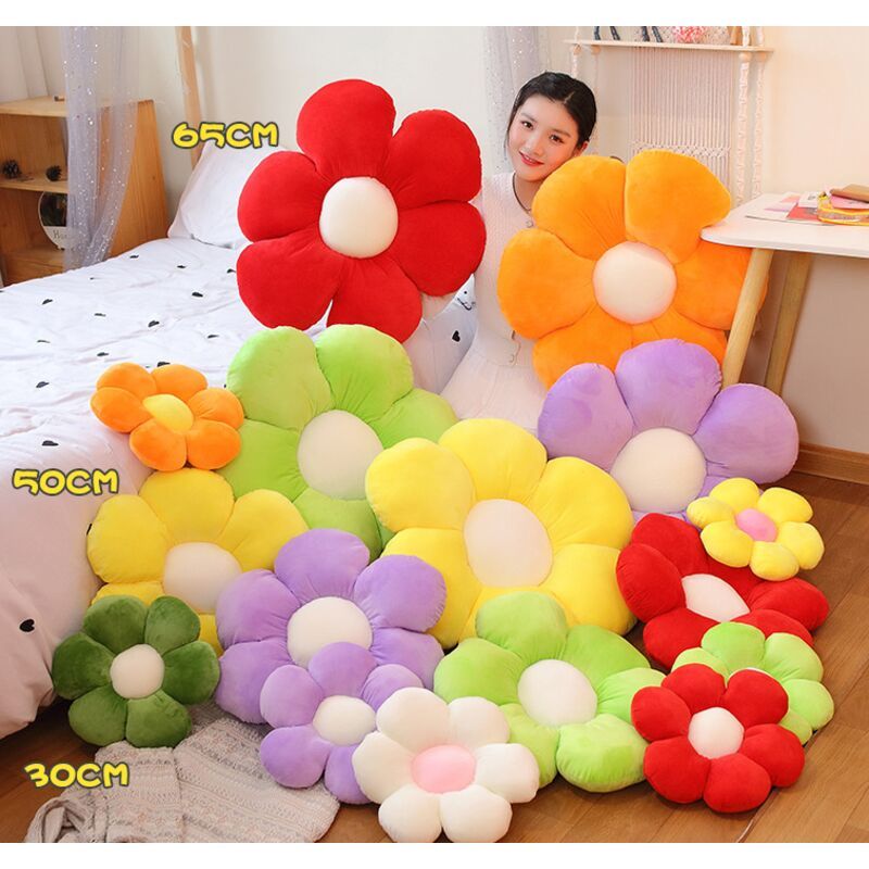 Yellow Flower Floor Pillow Plush Cushion for Kids Reading Nook and TV, 30cm - Image 4