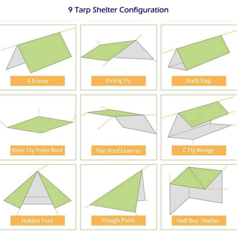 Camping Waterproof Tarpaulin Portable Ripstop Rain Tarp Sunshade for Hiking Picnic, 300 x 290cm - Image 4