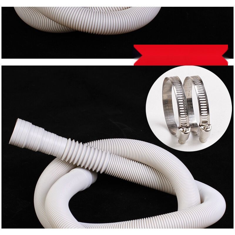 Washing Machine Drain Hose Corrugated Plastic Extension Tube Grey, 2M - Image 2