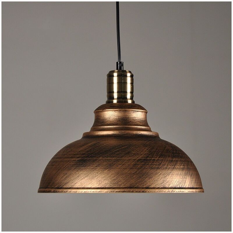 2 Pack Industrial Vintage E27 Pendant Light Copper Rust Ceiling Lamp Shade, 29cm Diameter - Image 1