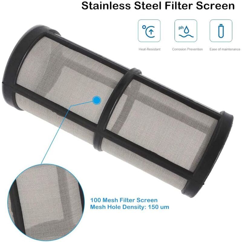 Water Pump Inline Filter with 100 Mesh Stainless Steel Strainer for Garden Watering, 0.75 Inch - Image 3