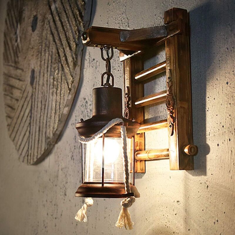 Vintage Industrial Wall Light Iron Metal Bamboo Outdoor Wall Lamp - Image 2