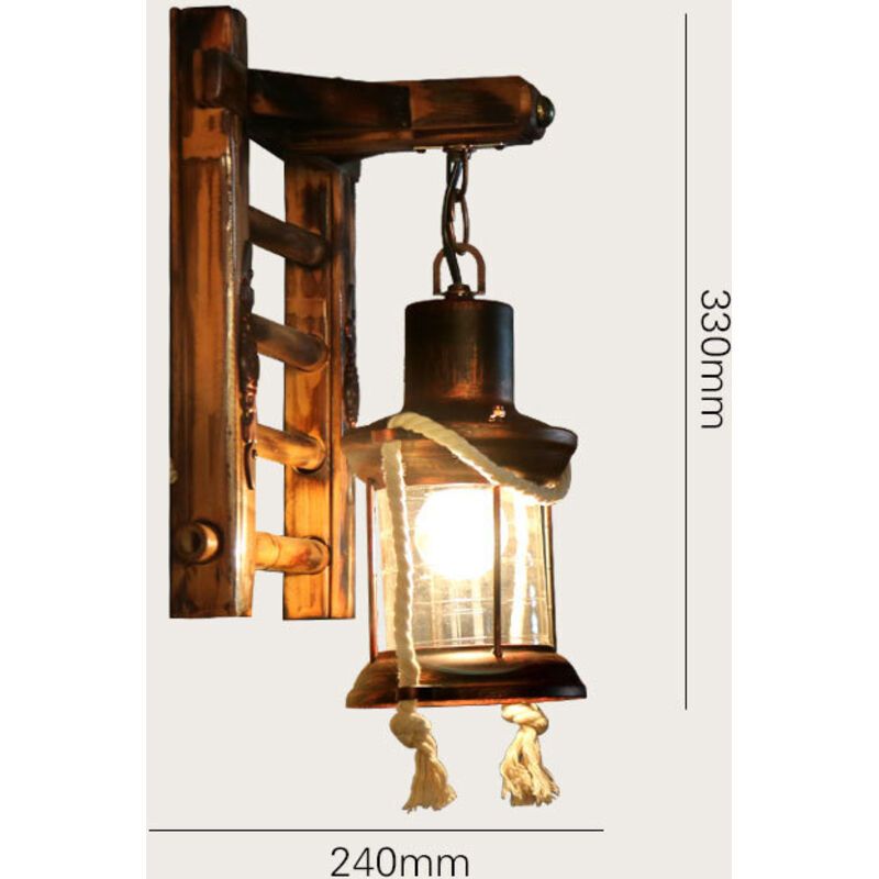 Vintage Industrial Wall Light Iron Metal Bamboo Outdoor Wall Lamp - Image 3