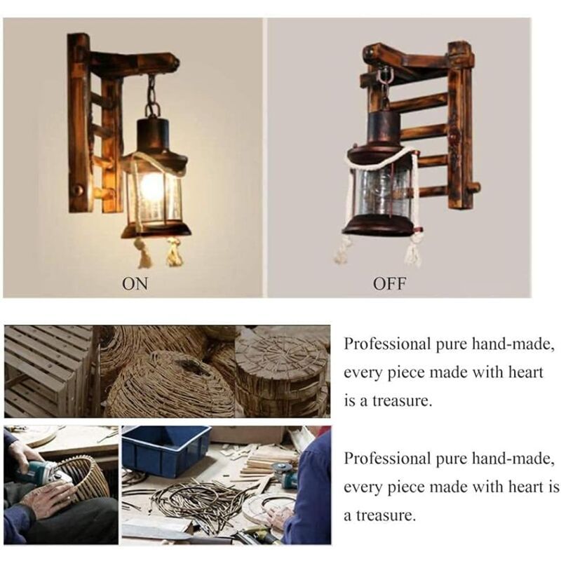 Vintage Industrial Wall Light Iron Metal Bamboo Outdoor Wall Lamp - Image 4