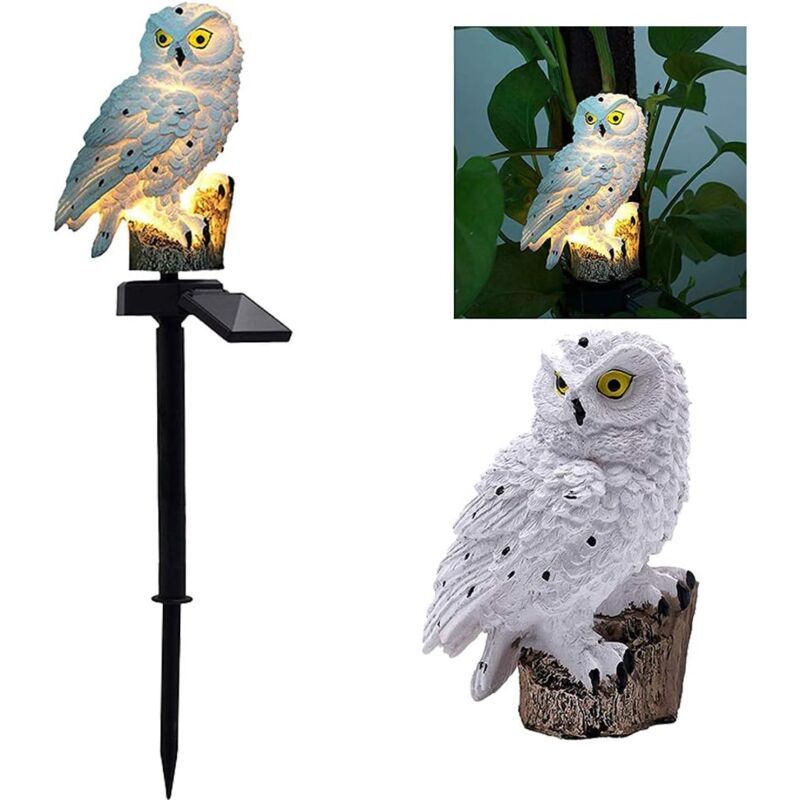 White Owl Solar Garden Light Waterproof Resin Landscape Lamp for Outdoor Garden Decoration - Image 1