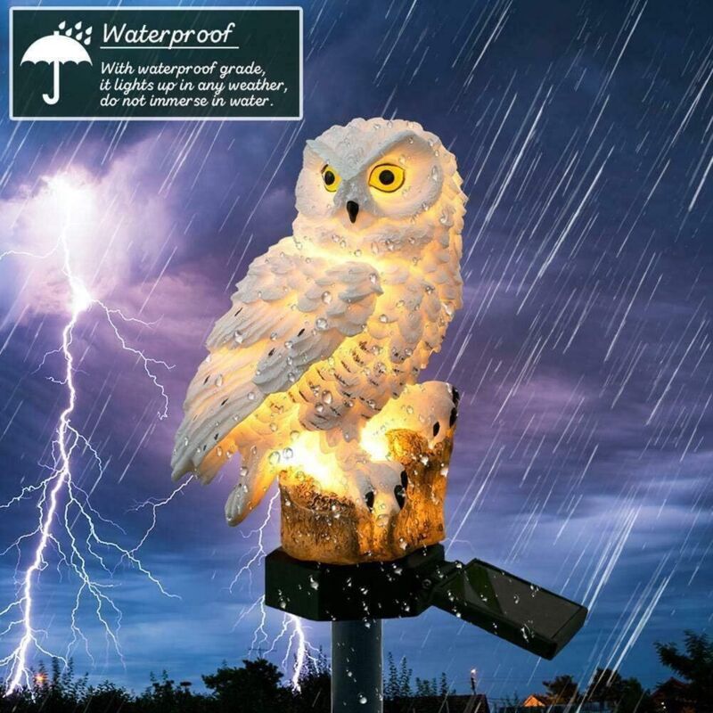 White Owl Solar Garden Light Waterproof Resin Landscape Lamp for Outdoor Garden Decoration - Image 2