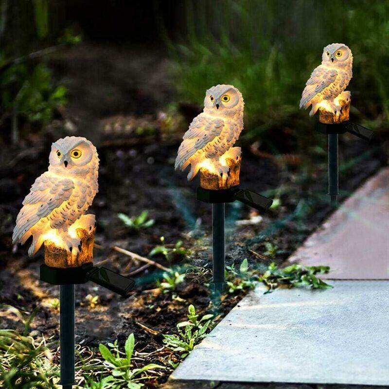 White Owl Solar Garden Light Waterproof Resin Landscape Lamp for Outdoor Garden Decoration - Image 3