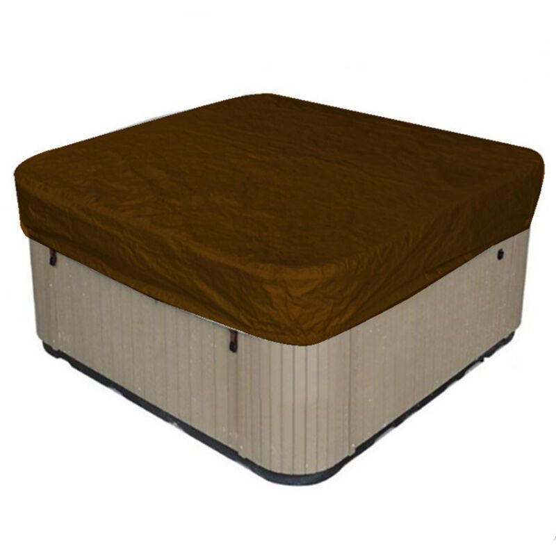 Square Hot Tub Spa Cover Waterproof 190T Polyester Anti Dust Anti UV with Storage Bag Black Coffee, 207 x 207 x 30cm - Image 1