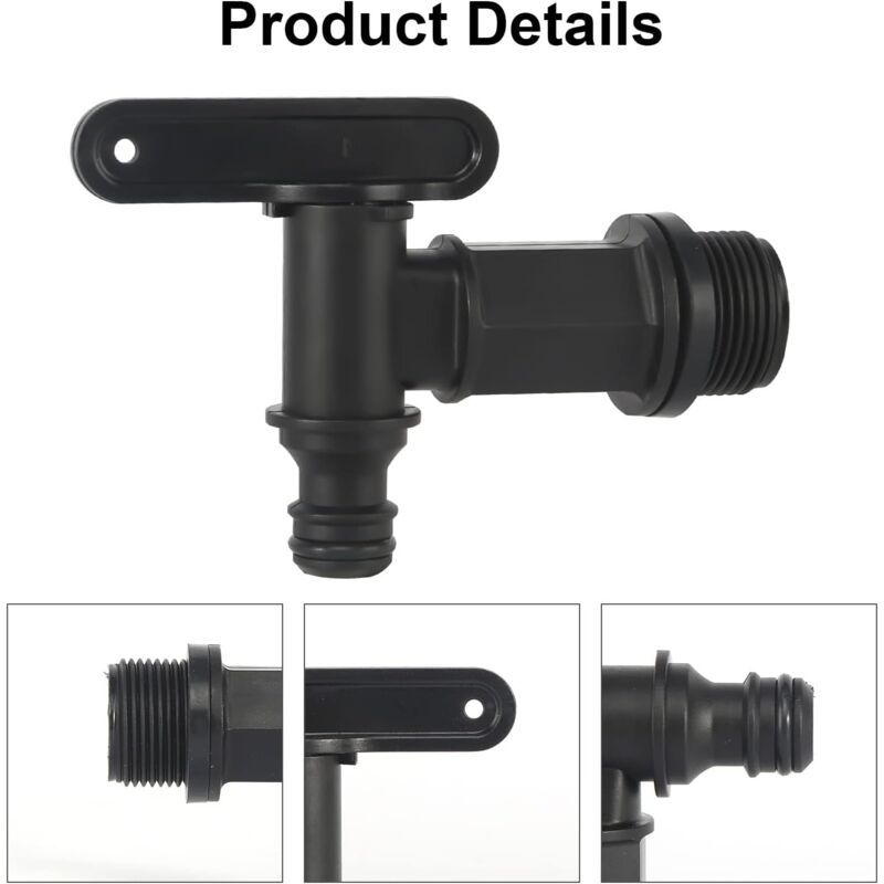 2 Pack Rain Tank Tap with PTFE Tape IBC Drain Tap Plastic Replacement Tap, 0.75 Inch - Image 4