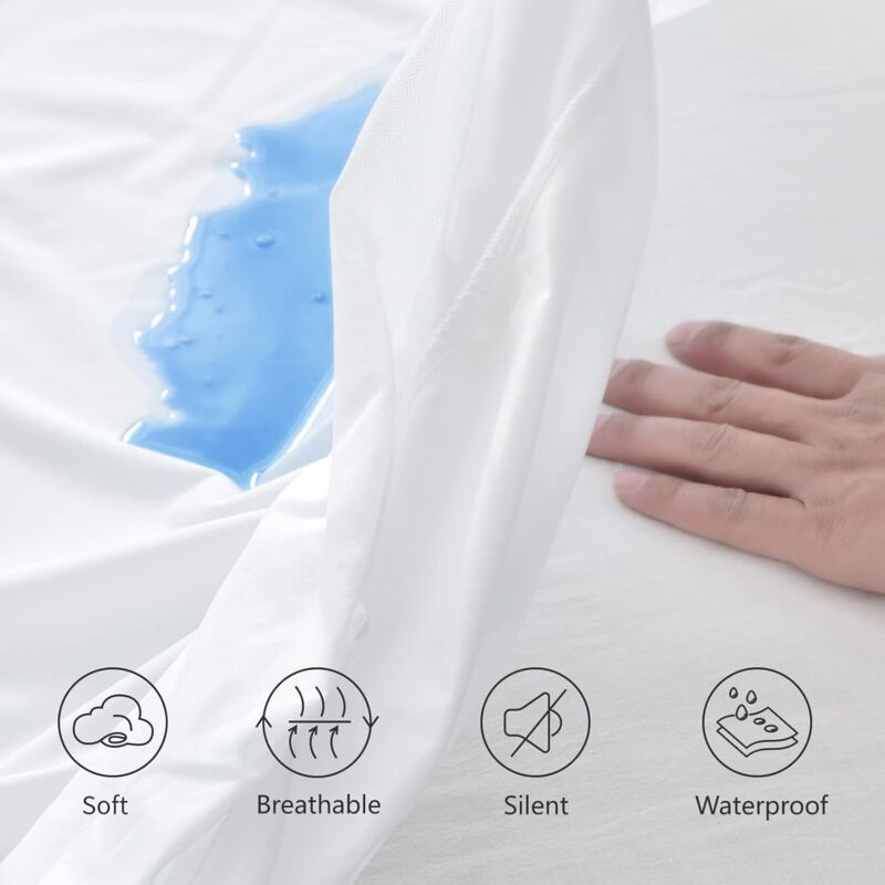 Waterproof Breathable Quiet Washable Mattress Protector for King Bed, 140 x 200 x 30cm - Image 2