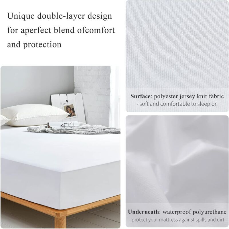 Waterproof Breathable Quiet Washable Mattress Protector for King Bed, 140 x 200 x 30cm - Image 3