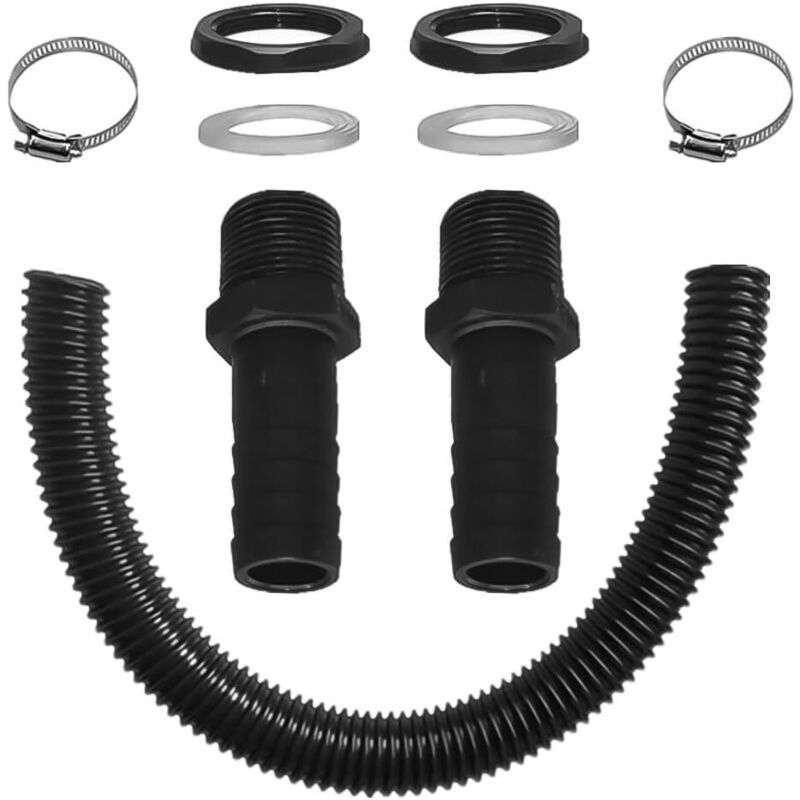 Rain Barrel Connection Hose Kit with 2 Hose Sockets and Locknut, 50cm Hose 25mm Socket - Image 1