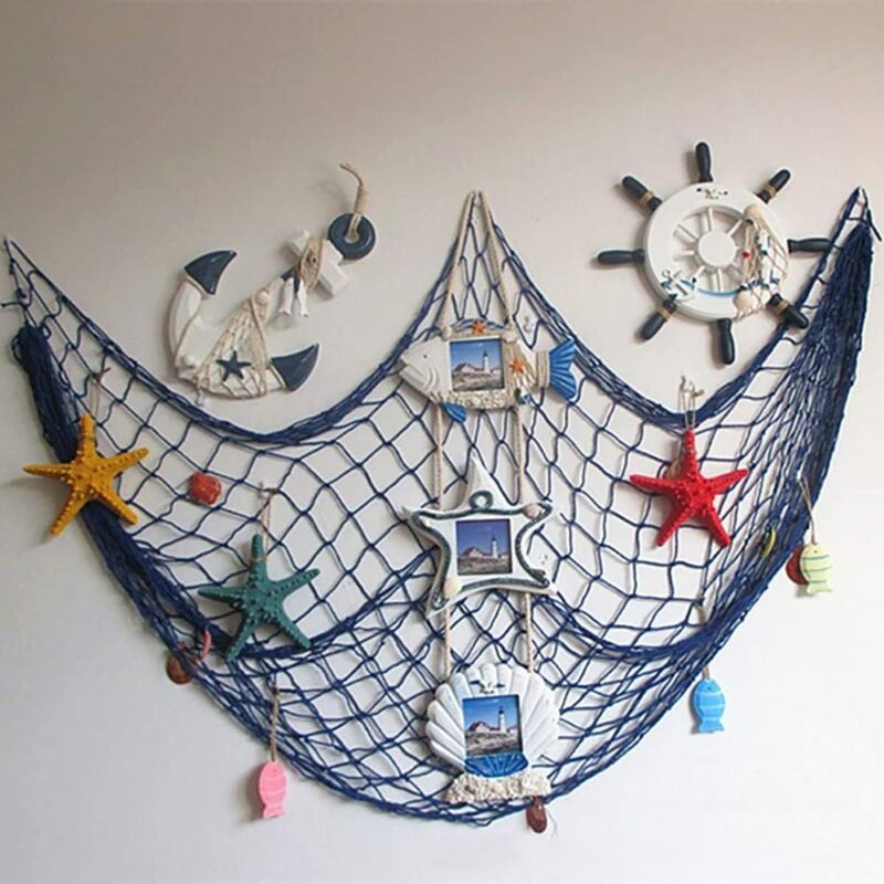 Decorative Fishing Net with Shells Nautical Beach Wall and Door Decor - Image 1