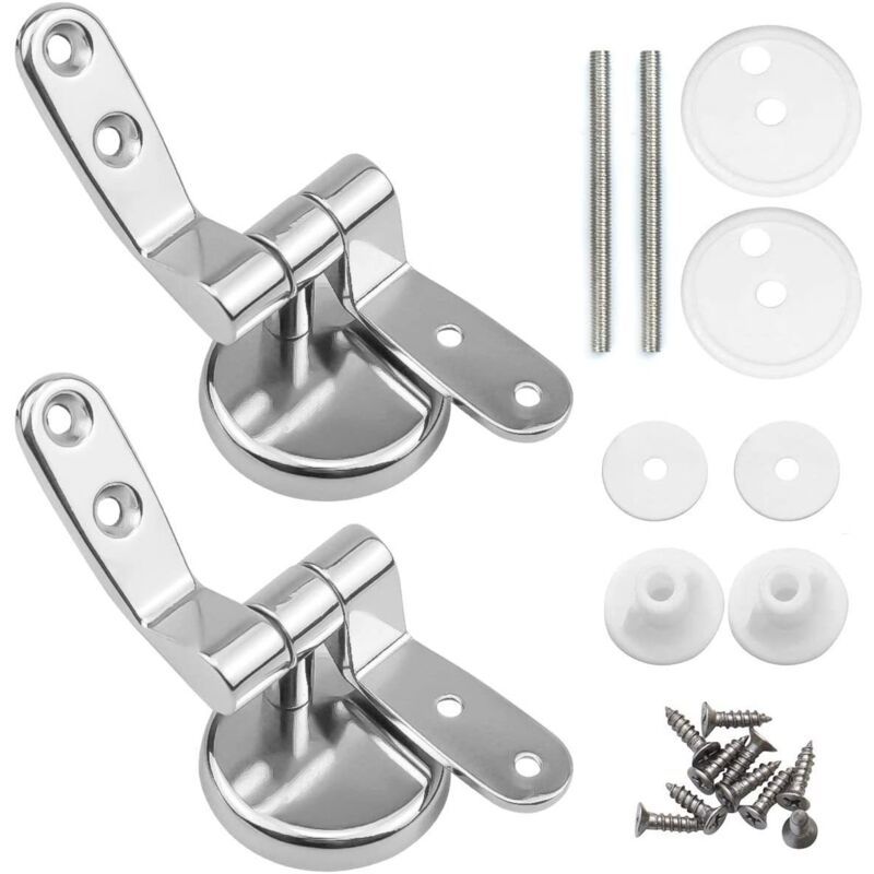 2 Pack Toilet Seat Hinges Replacement with Zinc Alloy Fixings - Image 1