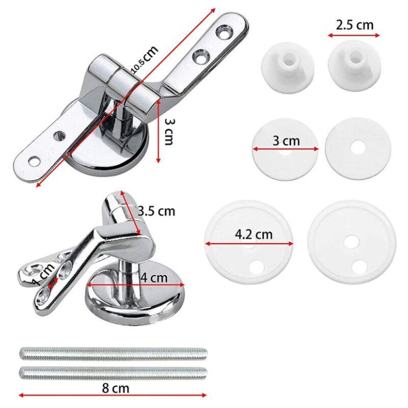 2 Pack Toilet Seat Hinges Replacement with Zinc Alloy Fixings - Image 4