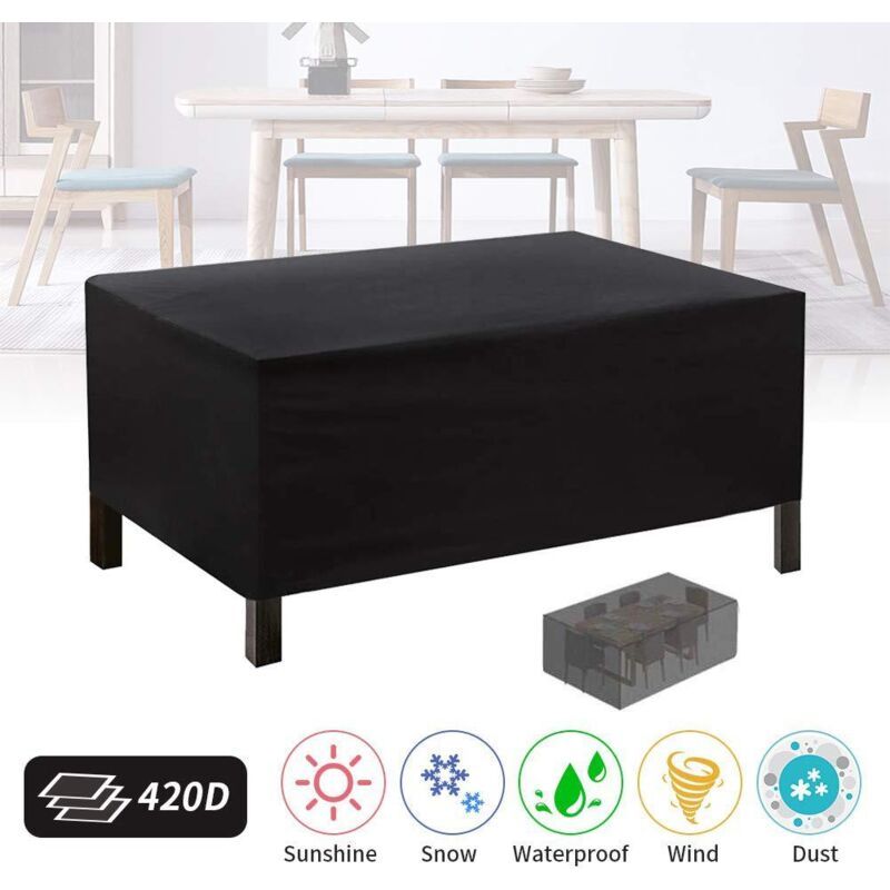 Waterproof Garden Furniture Cover 420D Oxford Windproof Anti UV Table Protector, 180 x 120 x 74cm - Image 4