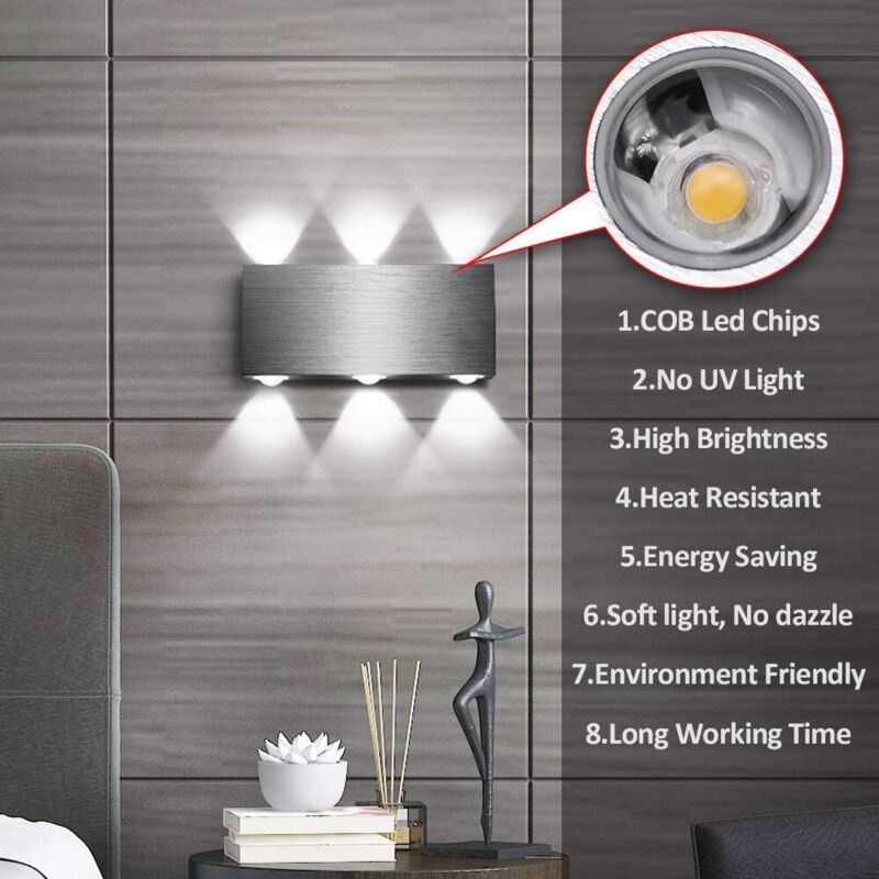 LED Wall Light 18W Indoor Square Aluminum Up Down Lamp Cool White for Bedroom Office Hallway - Image 4