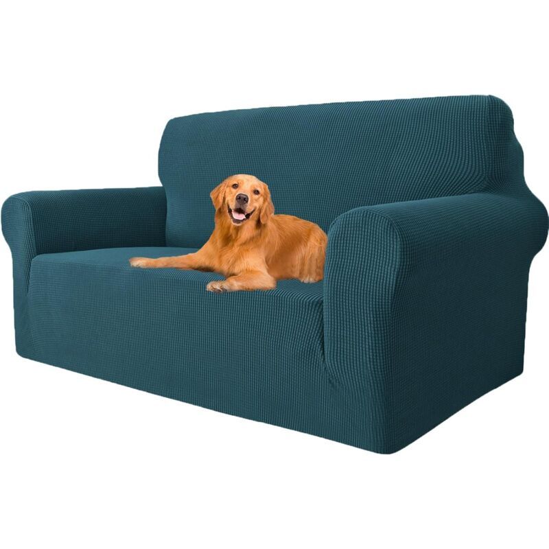 Stretch 2 Seater Sofa Cover with Armrests Dark Green Pet Furniture Protector, 145 to 178cm Width - Image 1