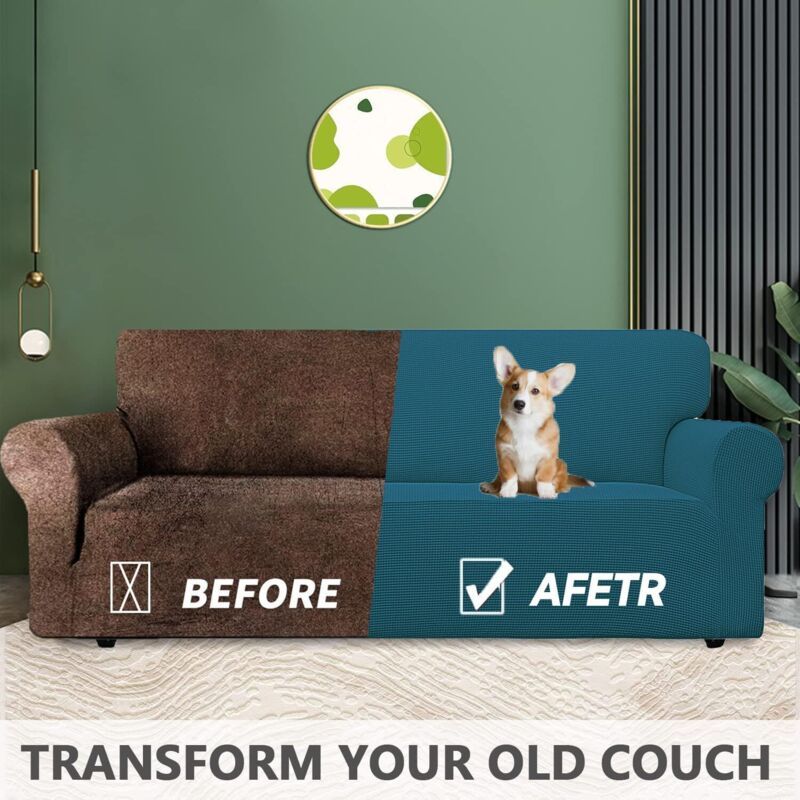 Stretch 2 Seater Sofa Cover with Armrests Dark Green Pet Furniture Protector, 145 to 178cm Width - Image 2