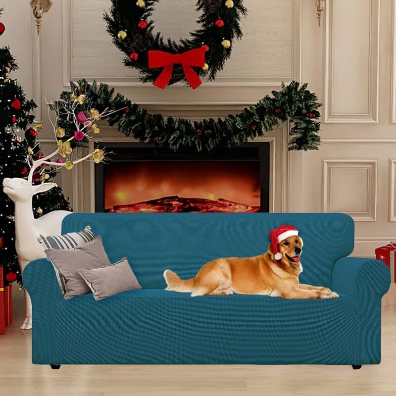 Stretch 2 Seater Sofa Cover with Armrests Dark Green Pet Furniture Protector, 145 to 178cm Width - Image 4