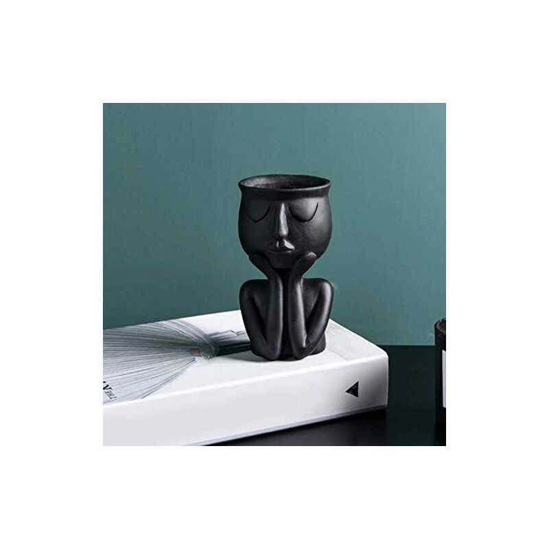 Creative Nordic Face Vase Black Abstract Flower Pot for Succulents and Indoor Plants - Image 2