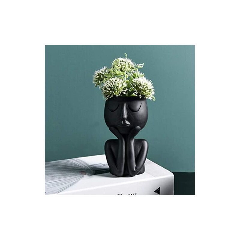 Creative Nordic Face Vase Black Abstract Flower Pot for Succulents and Indoor Plants - Image 3
